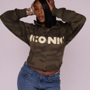 Alternative view of War Ready Rhinestone Camo Zip-Up